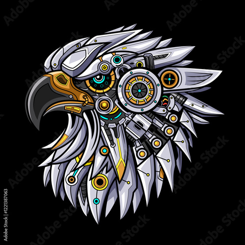 Eagle head robot esport mascot logo design