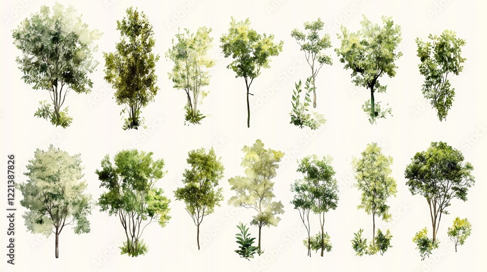 Obraz premium Green Tree Plants for Landscape Elevation and Background Environment Concept Design