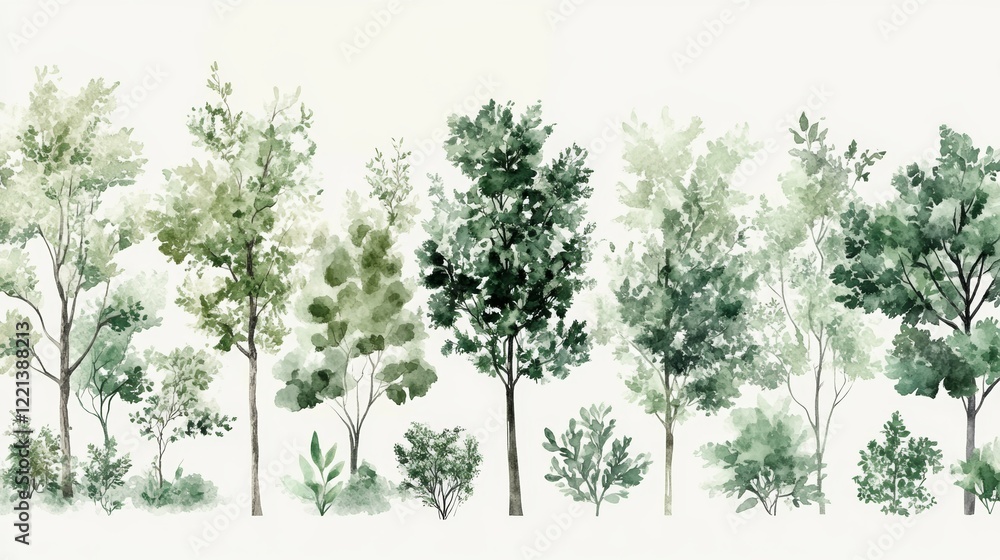 Obraz premium Green Tree Plants for Landscape Elevation and Background Environment Concept Design