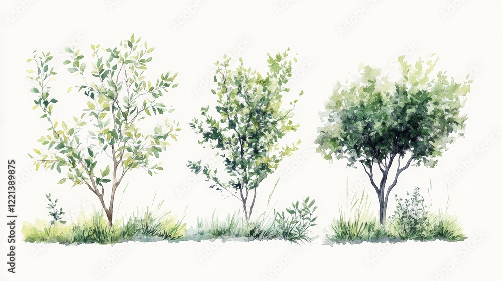 Obraz premium Green Tree Plants for Landscape Elevation and Background Environment Concept Design