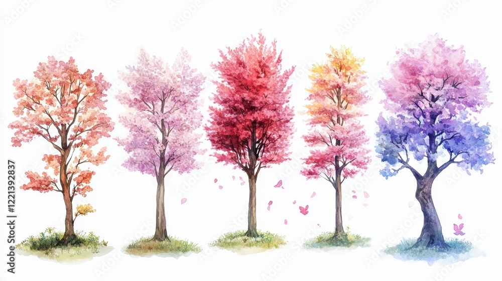 Obraz premium Spring Blossom Tree Blooming Plants for Landscape Elevation and Section - Eco-Environment Concept