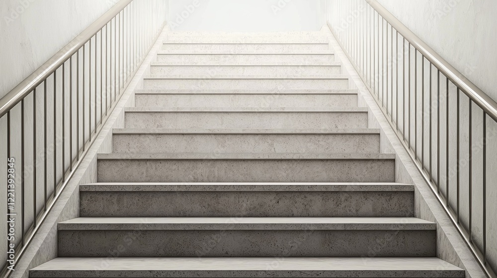 Modern stone stairs ascending, light at the top, building interior, success concept Modern stone stairs ascending, light at the top, building interior, success concept