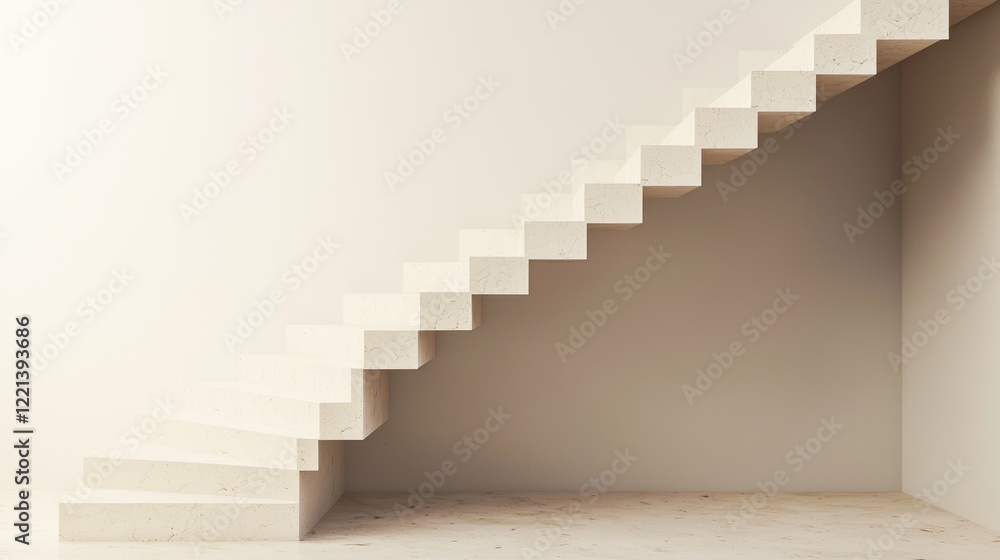 Minimalist white stairs ascending in modern interior Minimalist white stairs ascending in modern interior