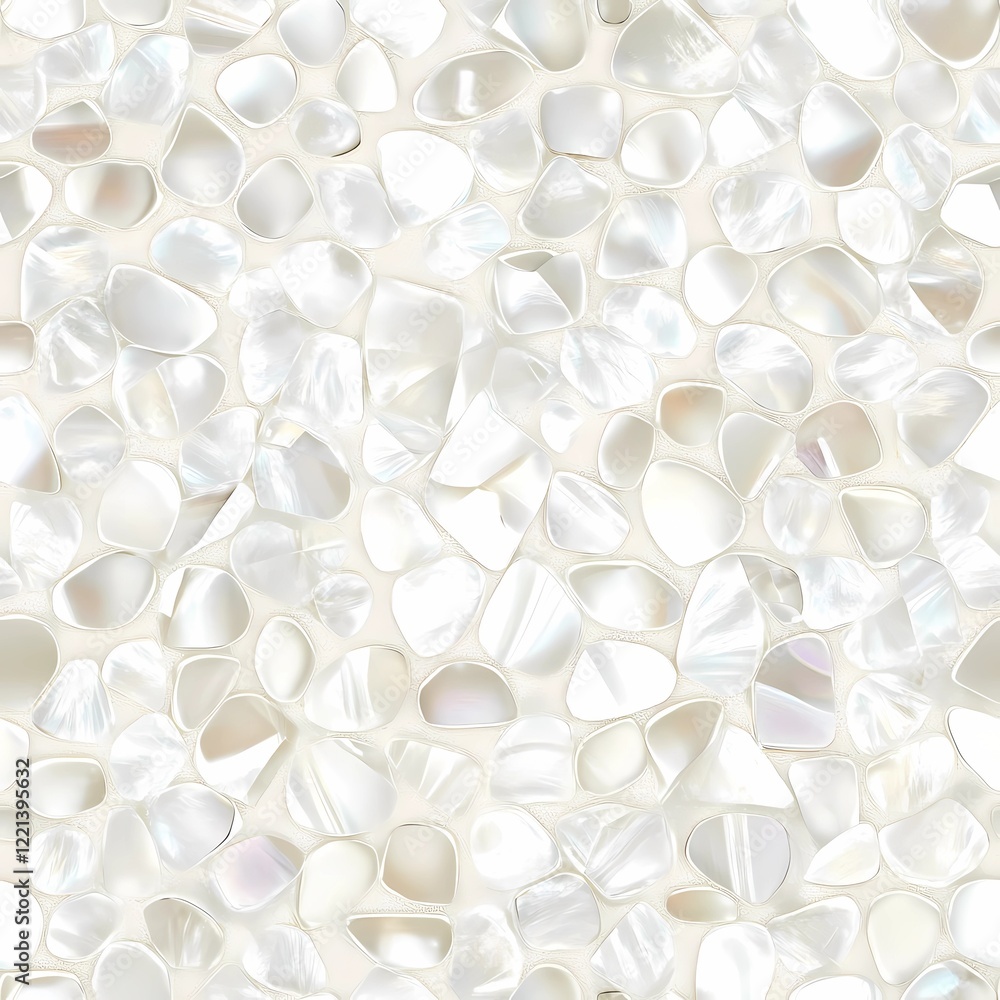 Elegant white shell mosaic tile design showcasing a stunning array of shapes and textures suitable for home decor. Seamless Pattern, Generative AI Elegant white shell mosaic tile design showcasing a stunning array of shapes and textures suitable for home decor. Seamless Pattern, Generative AI