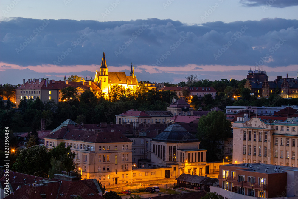 Evening view of the Czech city of Prague Evening view of the Czech city of Prague