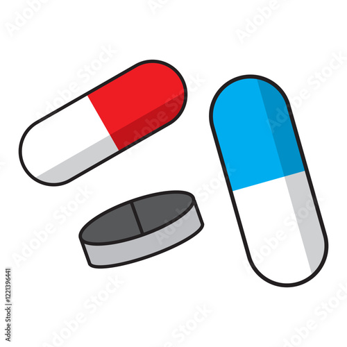 pill icon set. medicament and pharmaceutical symbol. medical design element