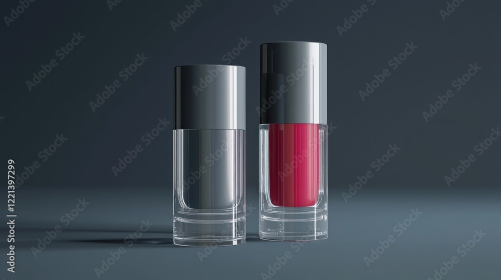 Studio-shot nail polish, red & clear, dark background, mockup Studio-shot nail polish, red & clear, dark background, mockup