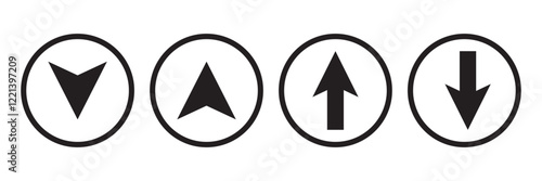 Arrow icon set cursor arrow up down and symbol icons. Modern simple solid arrows collection web design, mobile apps, interface minimal flat, solid line left right top bottom direction path way media