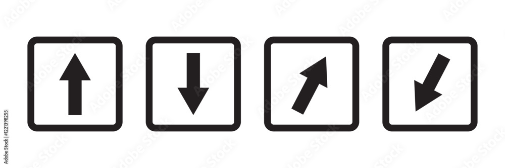 Up and down arrow icon in rounded corner. Upward and downward sign symbol Up and down arrow icon in rounded corner. Upward and downward sign symbol