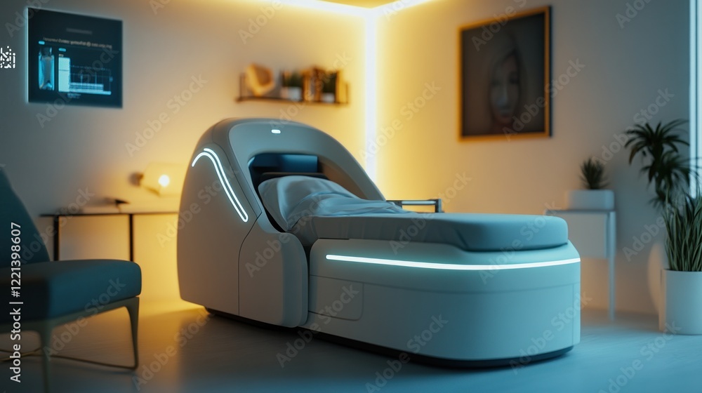 Fototapeta premium Futuristic Medical Bed: Advanced Healthcare Technology