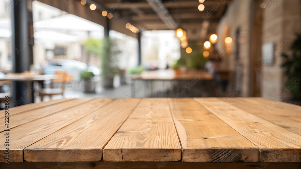 wooden table in a empty restaurant table wooden table in a empty restaurant table
