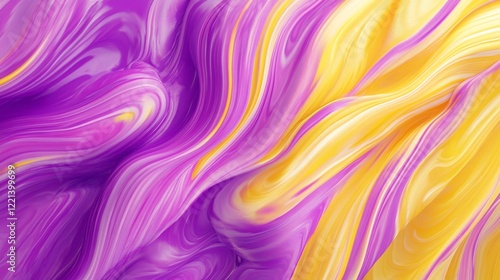 Abstract flowing wave background with yellow, purple and white shades and textures