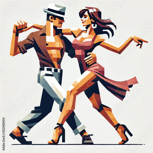 A couple dancing together, vector illustration