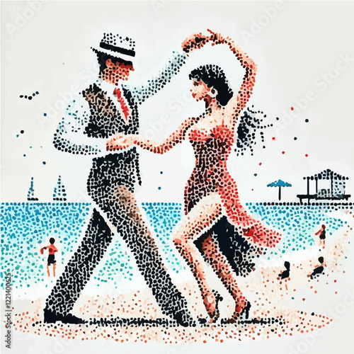 Man and woman dancing on the beach