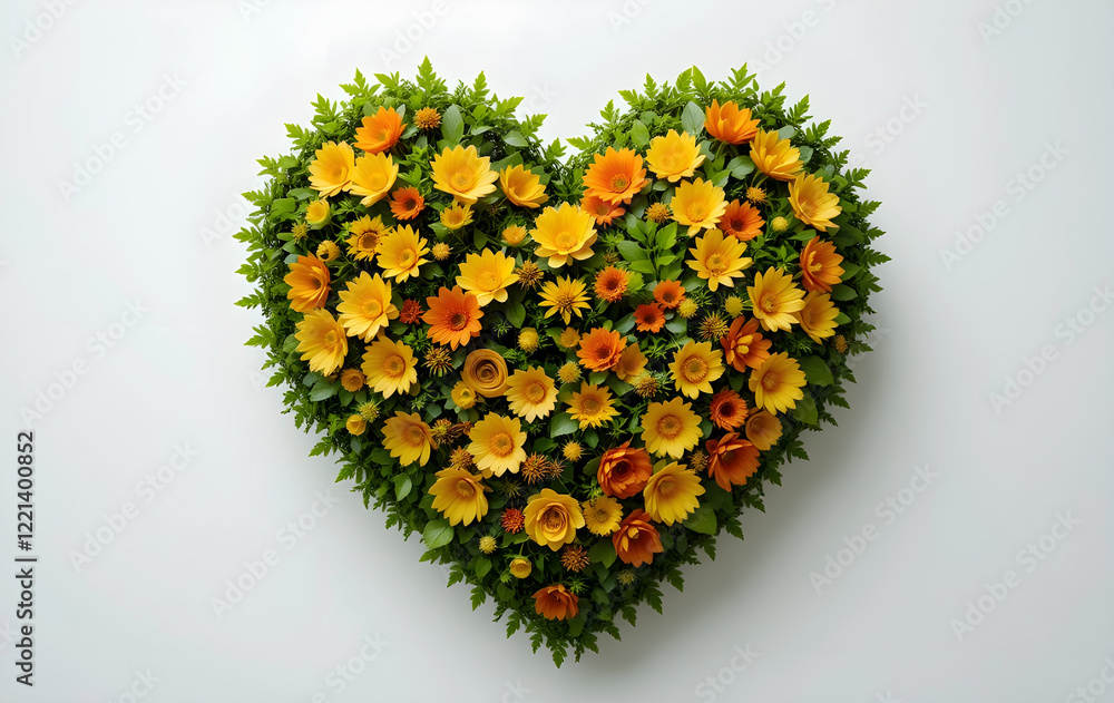 Beautiful flowers heart shape on a white background. Romantic symbol for Valentines Day Beautiful flowers heart shape on a white background. Romantic symbol for Valentines Day