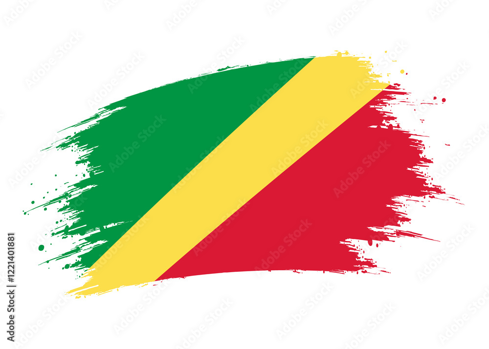 Obraz premium Congo flag png. Isolated grunge brush stroke flag of Congo illustration transparent png