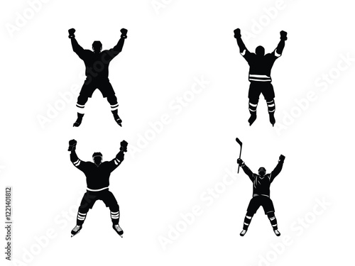 Hockey Player Celebrating Goal Silhouette – Minimalist Sports Vector Design