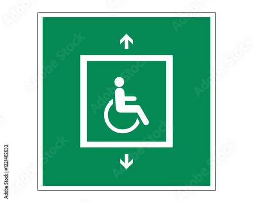 E070 – Evacuation Lift for People Unable to Use Stairs - ISO 7010 Safety Sign for Indicating Location of Evacuation Lifts