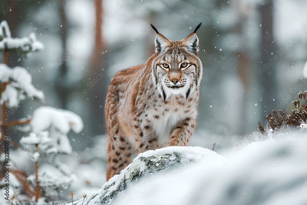 Obraz premium A close up of a lynx in the snow