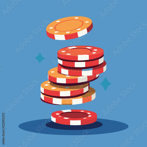 Stack of casino chips vector illustration. Gambling industry