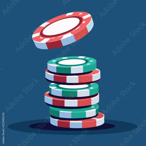 Stack of casino chips vector illustration. Gambling industry