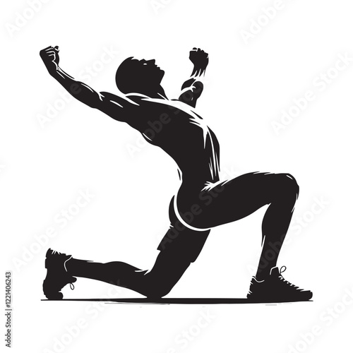 Stretching person in a calm and focused fitness stance - stretching person silhouette - stretching person vector - stretching person illustration - stretch silhouette - stretching vector
