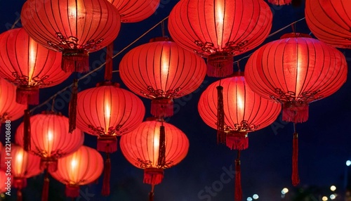 red lanterns in the temple photo