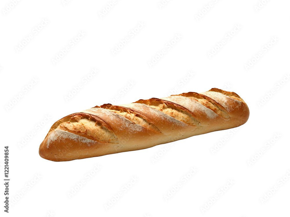 Freshly Baked Artisan Baguette Isolated on Clean Background, Perfect for Bakery and Bread Product Promotions Freshly Baked Artisan Baguette Isolated on Clean Background, Perfect for Bakery and Bread Product Promotions
