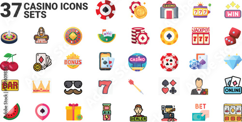 Casino set of icons