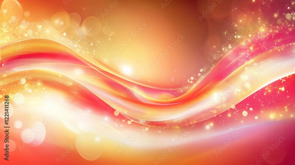 Abstract background with flowing lines and glowing particles in shades of orange and pink Abstract background with flowing lines and glowing particles in shades of orange and pink