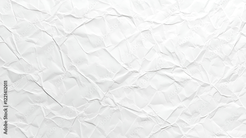 Naklejka premium Close-up of crumpled white paper texture. Perfect for backgrounds or design elements, offering a unique and abstract feel.