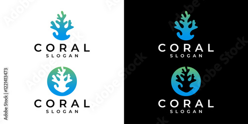 sea ​​coral logo design vector.