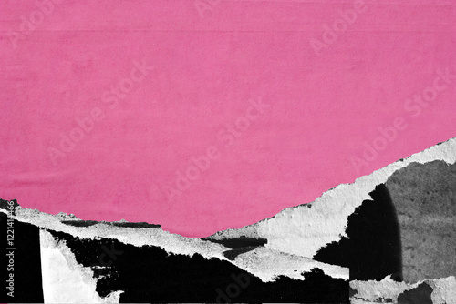 Old pink blank grunge posters backgrounds black white creased crumpled paper backdrop surface placard empty space for text
