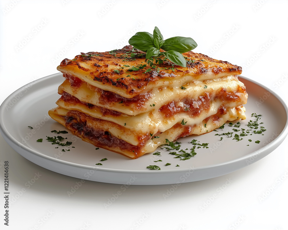 Lasagna served on a unique Italian plate highlighting elegance and luxury Lasagna served on a unique Italian plate highlighting elegance and luxury