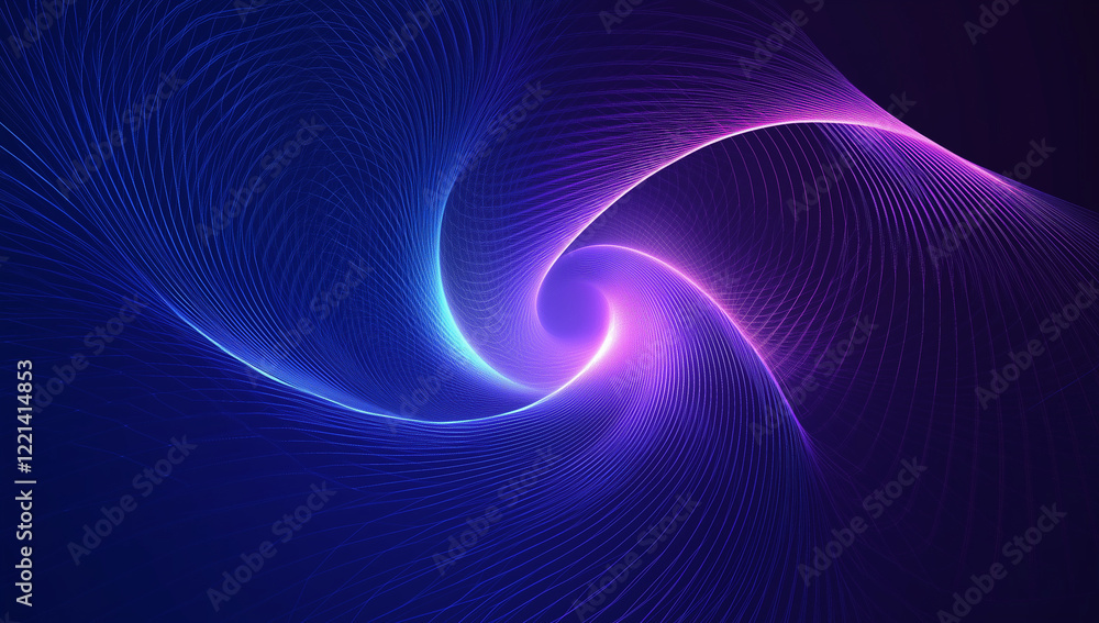 Abstract background with colorful lines and blue geometric shapes on a dark purple gradient, Abstract background with colorful lines and blue geometric shapes on a dark purple gradient,