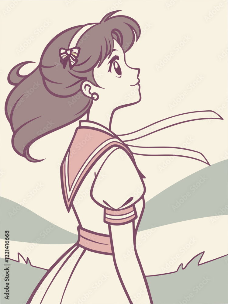 anime manga young woman vector illustration anime manga young woman vector illustration