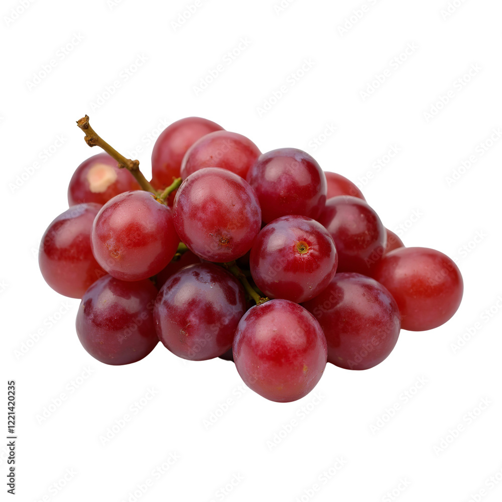 Red Grapes Cluster: A vibrant bunch of ripe red grapes, glistening with juice, sits invitingly, ready to be enjoyed. The rich color and plump texture of the grapes are beautifully showcased. Red Grapes Cluster: A vibrant bunch of ripe red grapes, glistening with juice, sits invitingly, ready to be enjoyed. The rich color and plump texture of the grapes are beautifully showcased.