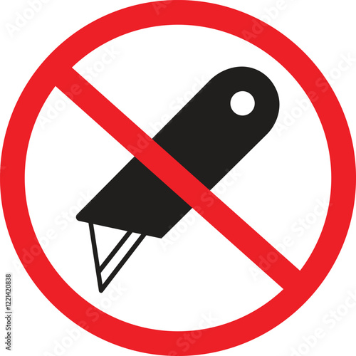 Do not use paper cutter vector icon. Cutter flat sign design. Cutter knife symbol pictogram. Warning, attention, restriction label ban flat sign design icon
