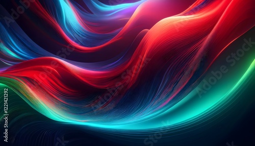 Wallpaper Mural Neon Wave abstract background, Isolated on a dark background, colorful Neon wave with glow, Technology, network, internet concept Torontodigital.ca