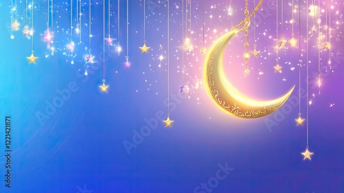 Golden Crescent Moon Stars Hanging Decor photo