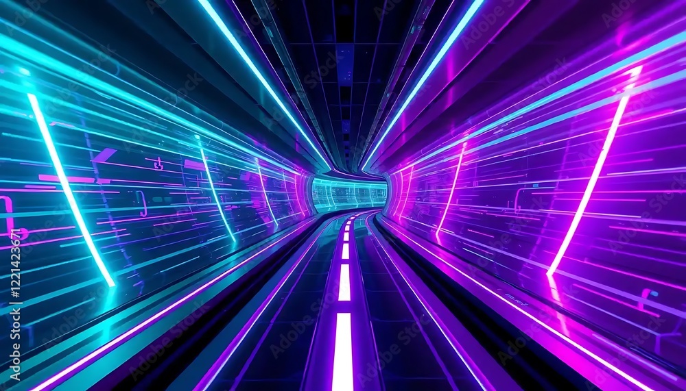 custom made wallpaper toronto digitalNeon Lit Futuristic Tunnel Pathway Design