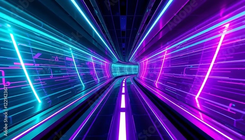 Wallpaper Mural Neon Lit Futuristic Tunnel Pathway Design Torontodigital.ca