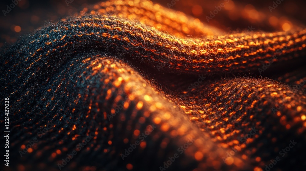 Glowing Knit Texture, Dramatic Lighting, Abstract Background, Fabric Design Glowing Knit Texture, Dramatic Lighting, Abstract Background, Fabric Design
