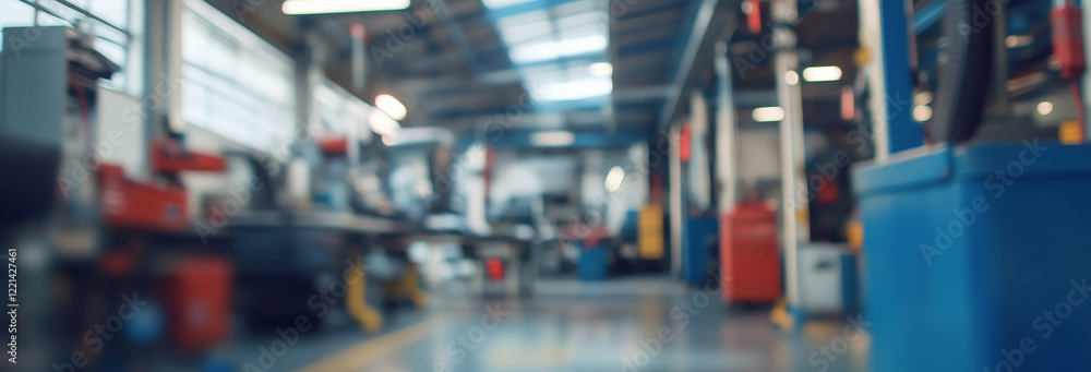 car service centre auto repair workshop blurred panoramic background car service centre auto repair workshop blurred panoramic background
