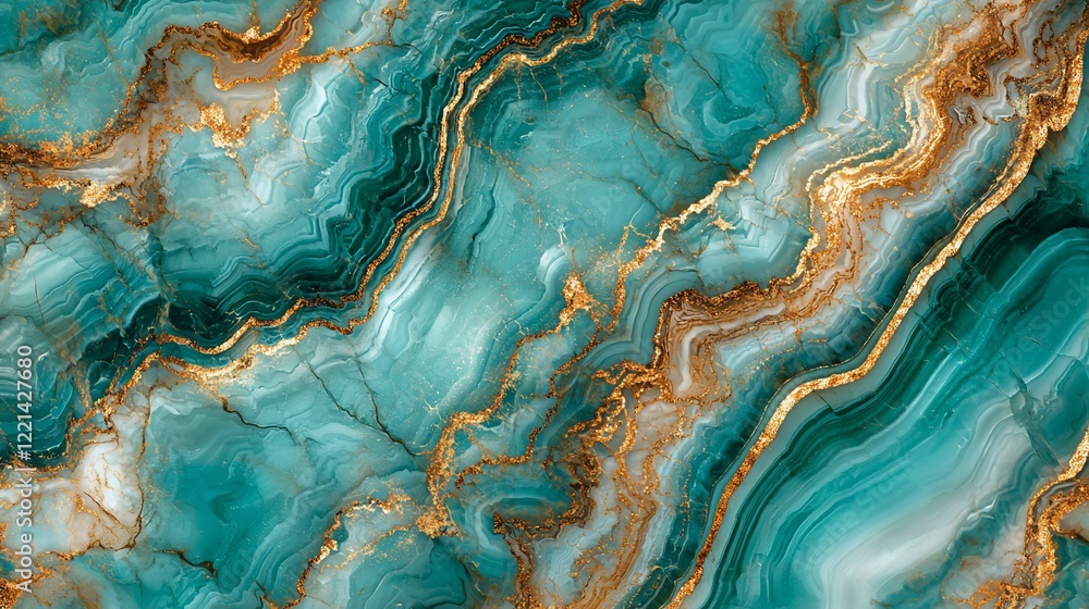 Teal and gold marble texture background. Teal and gold marble texture background.