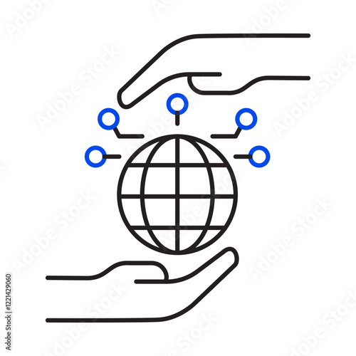 Solve Globally Icon – Globe with Circuits Representing AI-Driven Worldwide Solutions