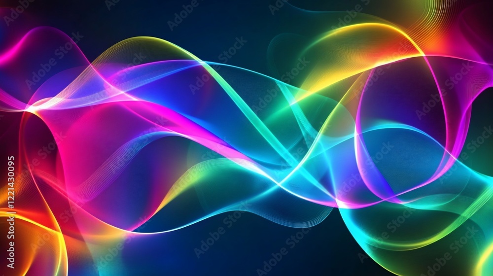 Naklejka premium Abstract wave design with vibrant neon colors on dark backdrop showcasing energy and flow