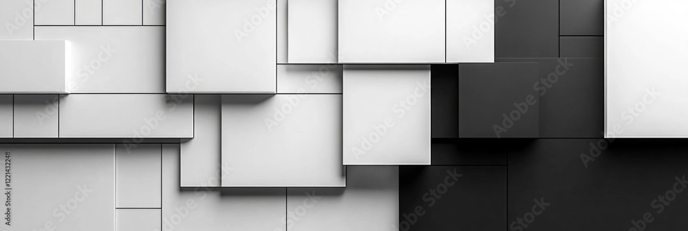 White and black cubes creating a geometric pattern forming an abstract background White and black cubes creating a geometric pattern forming an abstract background