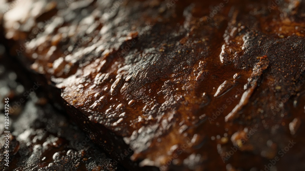 Close-up of moist, crusty grilled ribs with caramelized surface texture Close-up of moist, crusty grilled ribs with caramelized surface texture