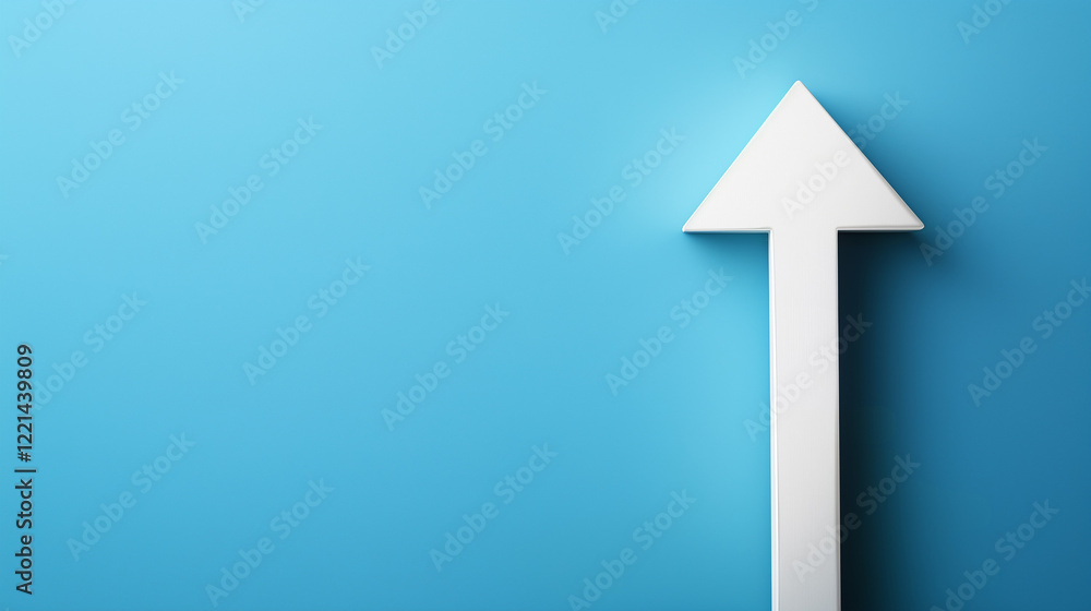 A large white arrow points upwards, set against a blue background, creating a bold and clear visual contrast.
A large white arrow points upwards, set against a blue background, creating a bold and clear visual contrast.